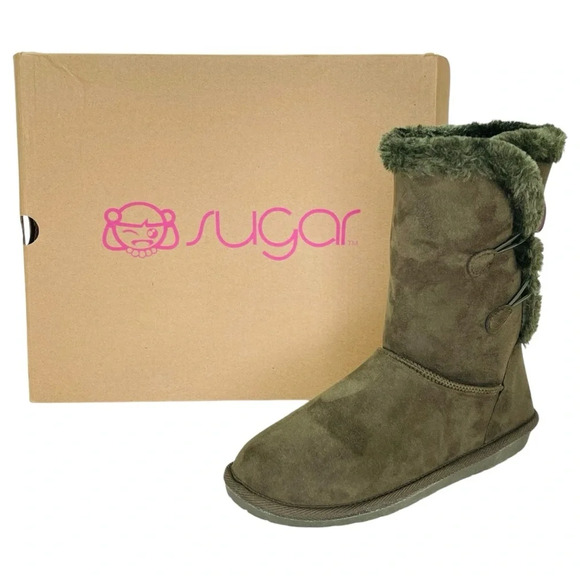 Sugar Marty Army Green Microfiber Suede Over The Ankle Womens Cozy Boots Size 8M - Picture 12 of 12